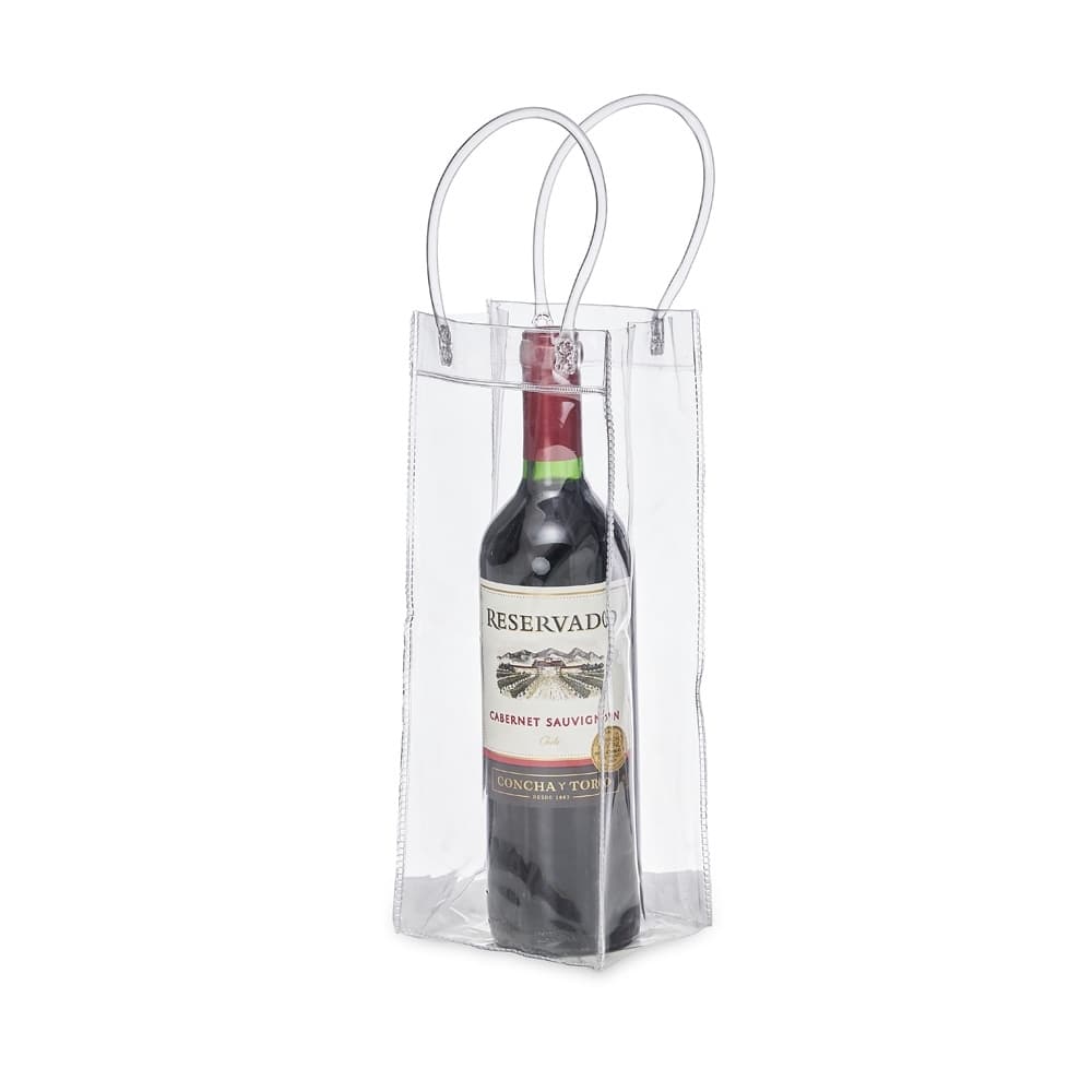 Sacola plastica de pvc  transparente para transportar garrafas