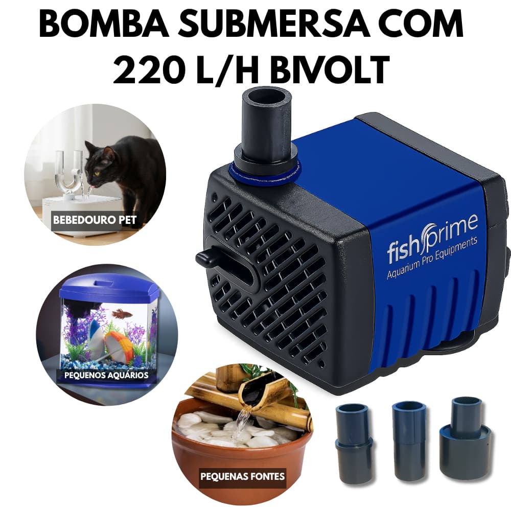 Bomba Submersa Bombinha Motor Para Aquário Fonte Água Bebedouro Pet Gato Cachorro 220 l/h Bivolt