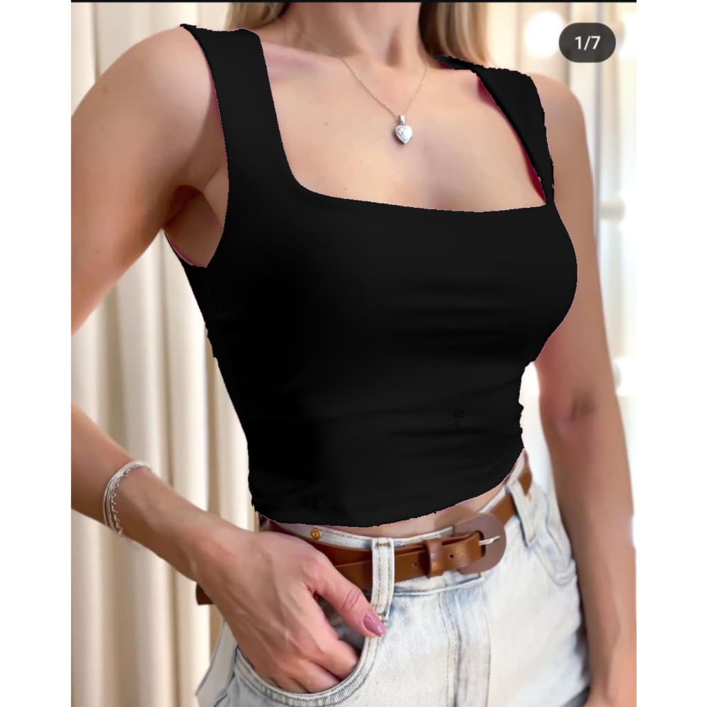 CROPPED QUADRADO REGATA ALCA GROSSA  MODA FEMININA