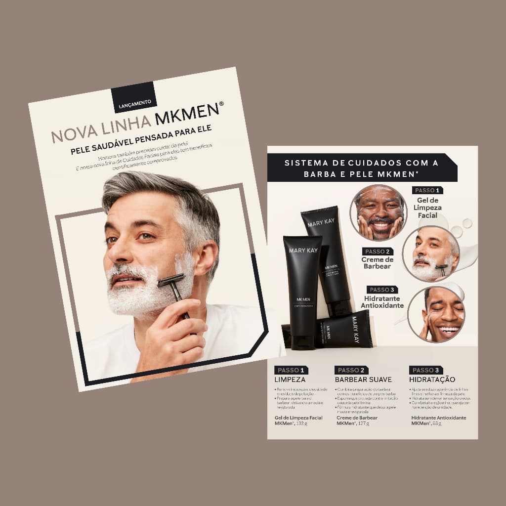Pct 50 und Folheto Apresentação Nova Linha MKMEN Mary Kay, Material de Apoio para Consultoras