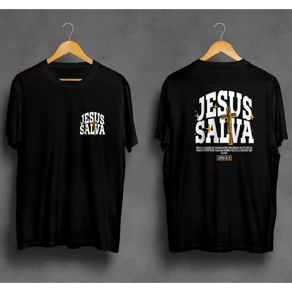 Camiseta Jesus Salva Vida Religiosa Atos Cristã Cores Oferta Camisa Unissex Algodão LCMTV