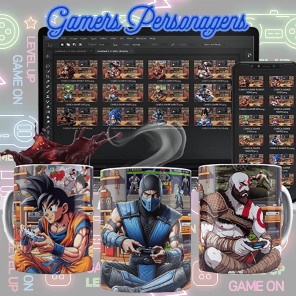 Caneca Porcelana Gamer Geek 325ml Personagem Jogo Presente Criativo Personalizada Games