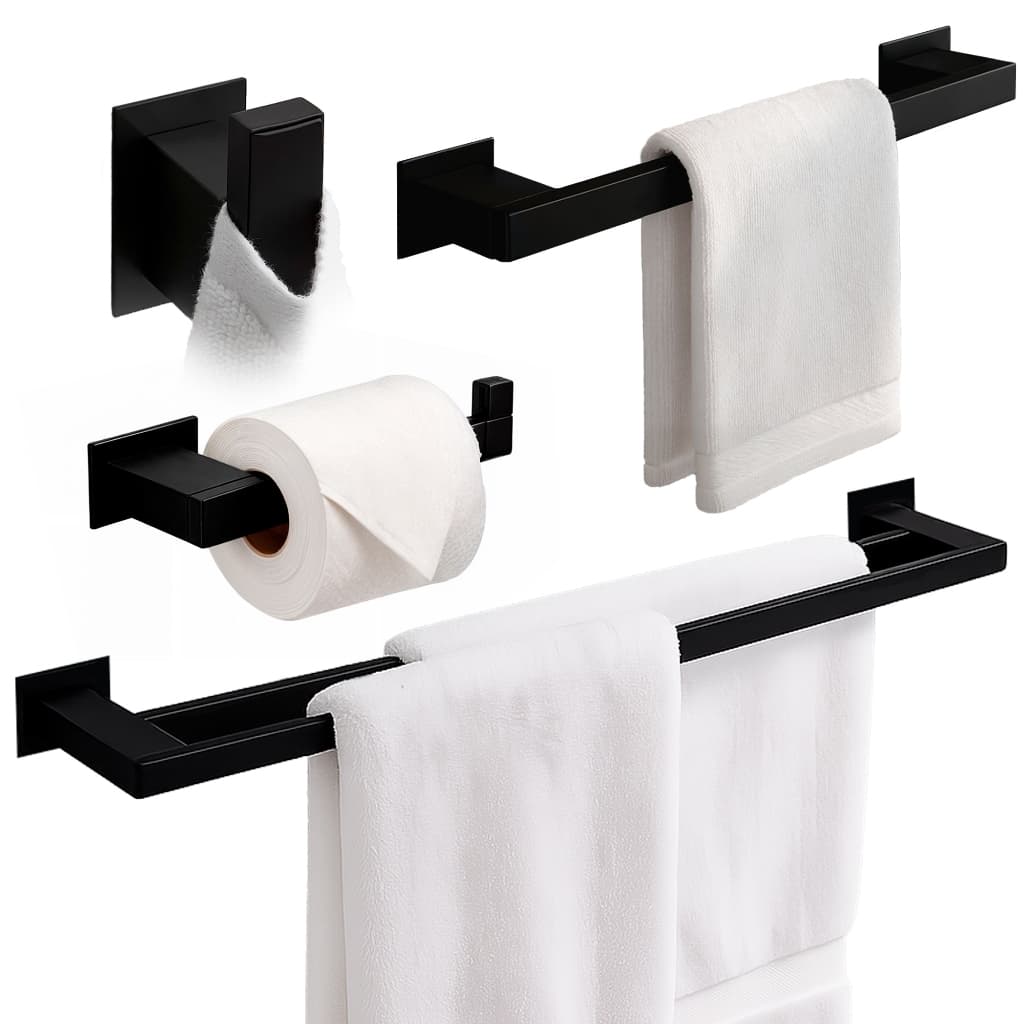 kit Acessórios Banheiro 4 Peças Inox Preto Fosco - Kromus Kitrt4ab