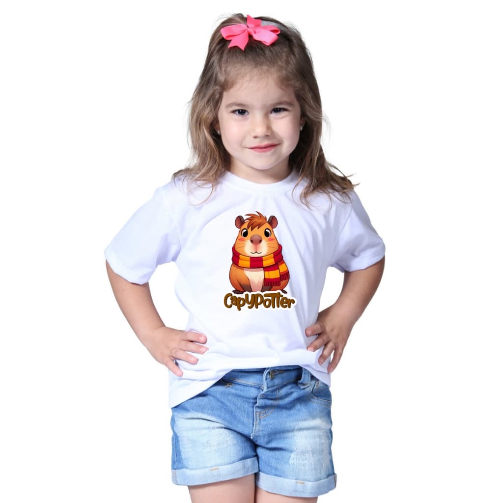 Camiseta Infantil Menino Menina Capivara Potter Capivarinha Harry Roupa Estilosa