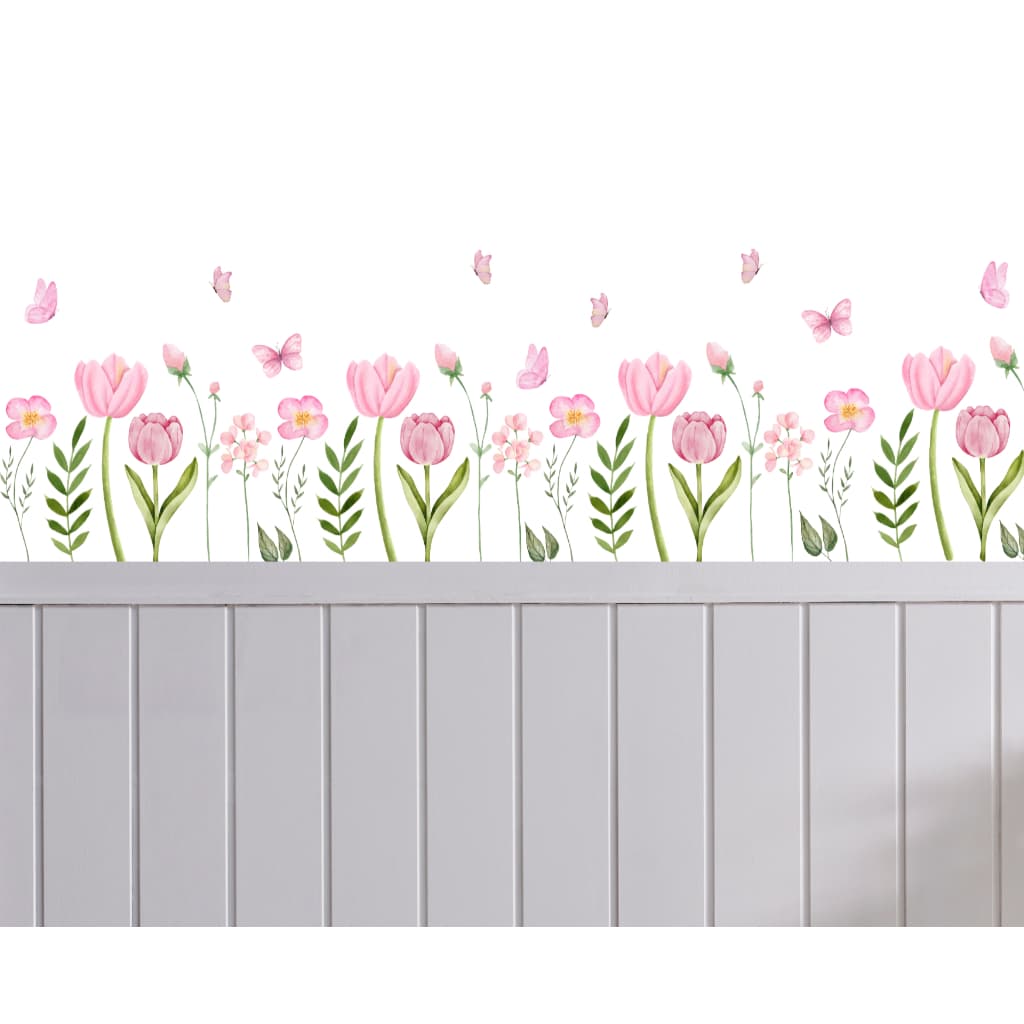 Adesivo de Parede Tulipas Flores Decorativo Quarto Menina Sala Fácil Aplicação Não Danifica