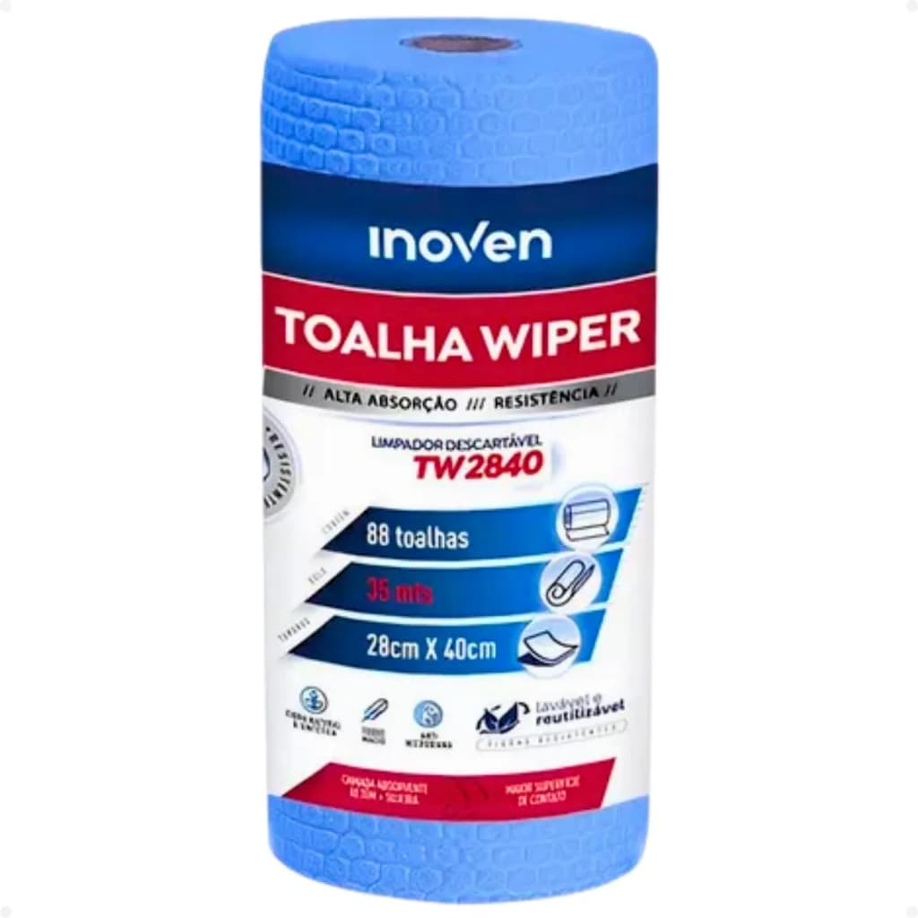 Pano De Limpeza Wiper TW2840 Rolo com 88 Panos Azul Inoven
