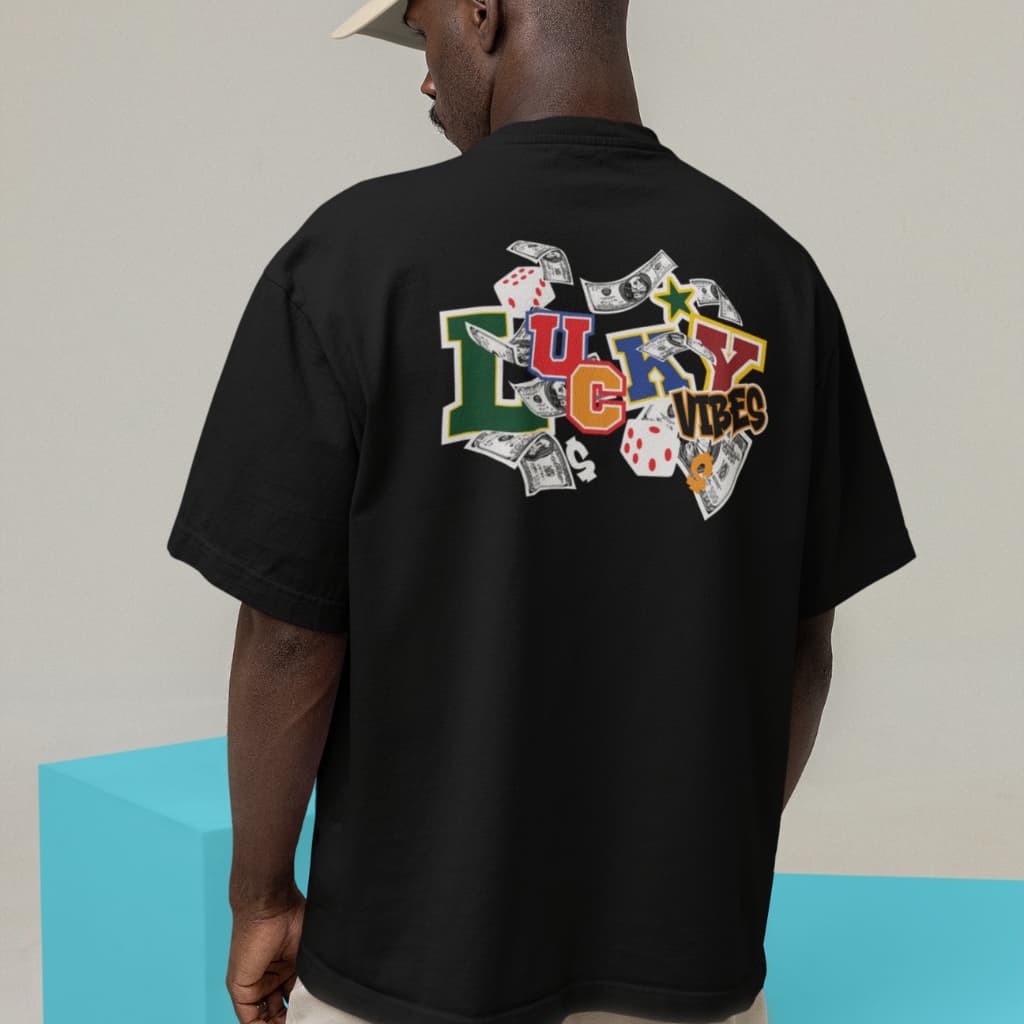 Camiseta Oversized Lucky Vibes Streetwear Cores