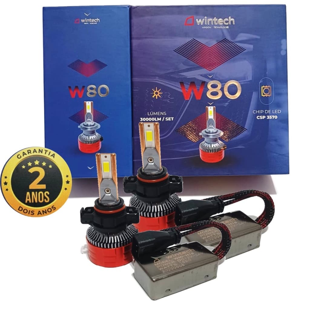 Lâmpada Farol Ultra Super Led W80 30000 Lumens Wintech 2 anos garantia Alta Qualidade