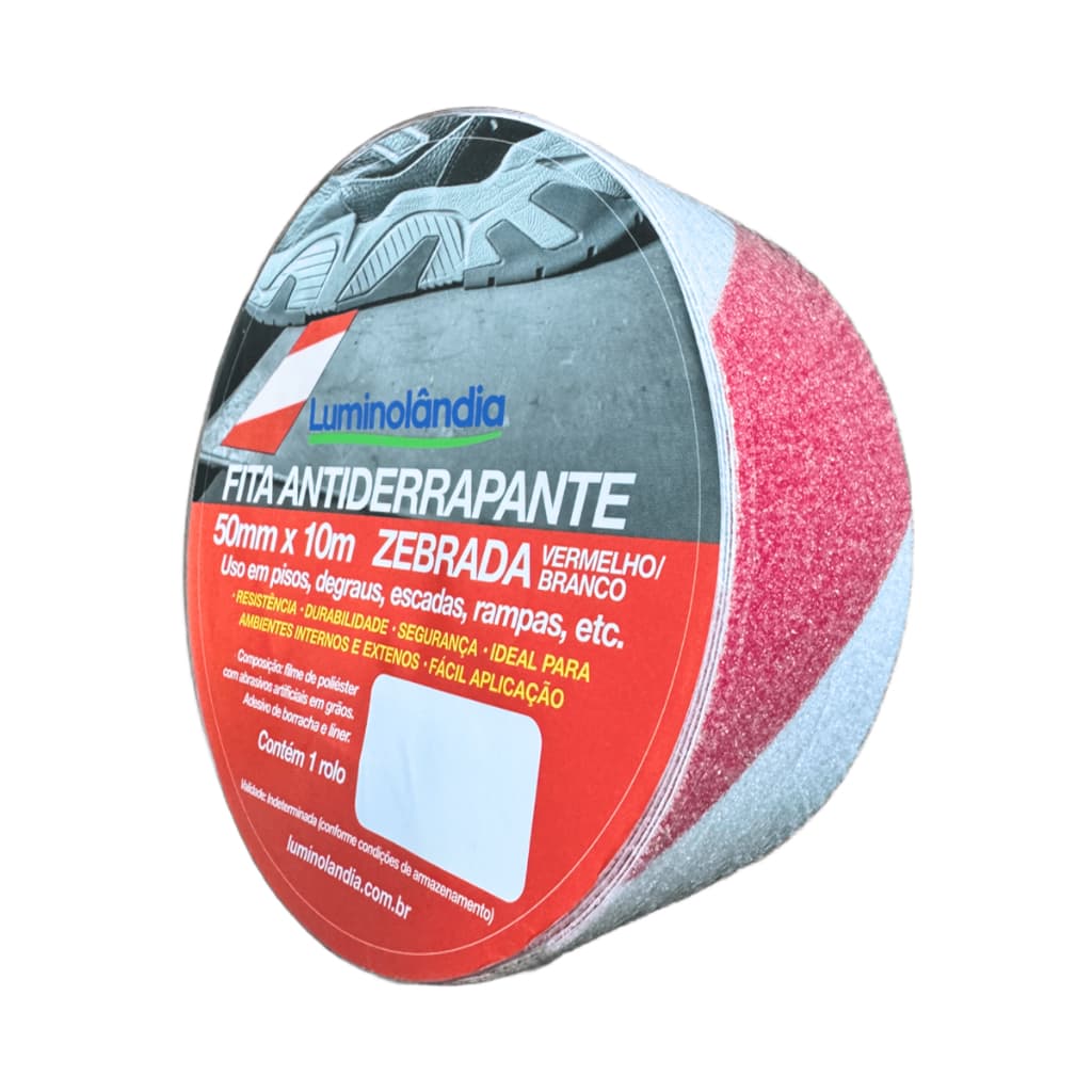 Fita Antiderrapante Zebrada Cores Piso Escada Rampa 50mm 10 metros Luminolândia