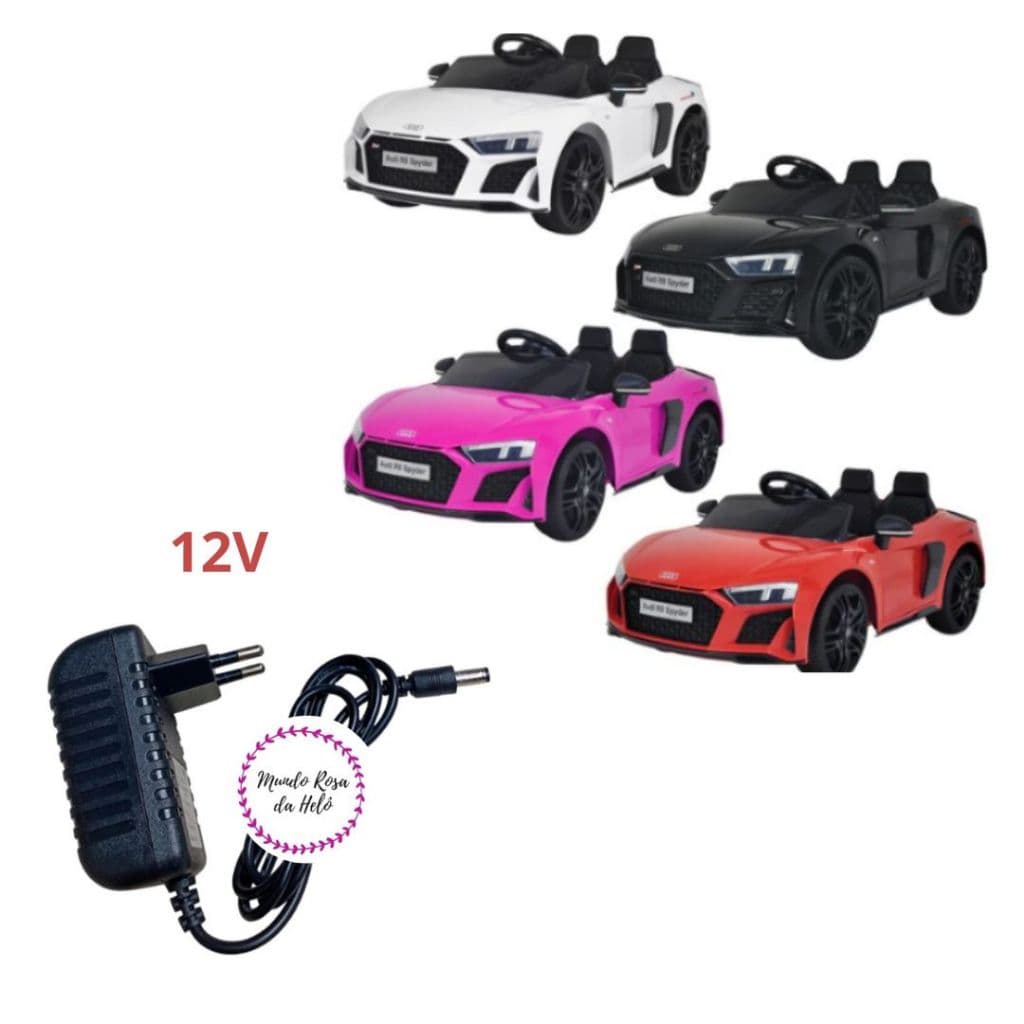 CARREGADOR 12V DA BATERIA - MINI CARRO ELÉTRICO AUDI R8 SPYDER INFANTIL PLUG P4, P8 BIVOLT