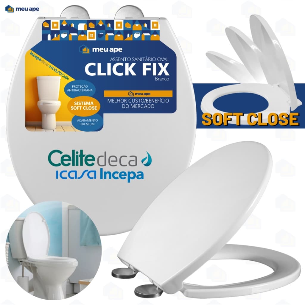 Assento Sanitário Tampa Vaso Oval Amortecedor Soft Close Deca Celite Icasa Incepa