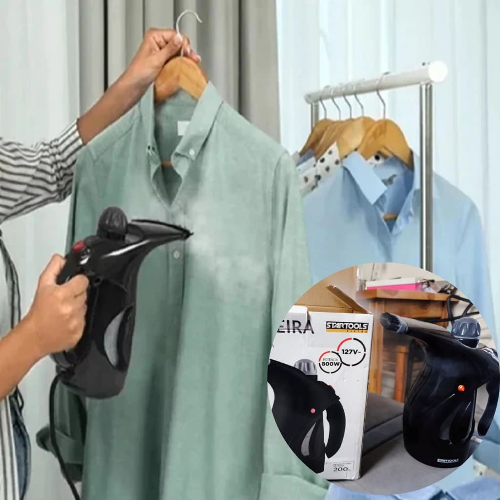 Passadeira De Roupas ferro à Vapor Portatil Retira Vinco Amassados Facil Pratico viagens preto 127V