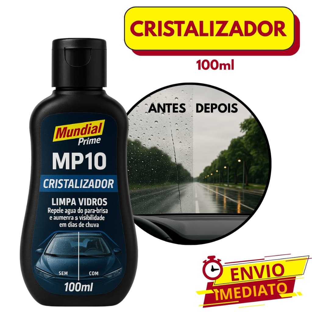 Spray Cristalizador Limpa Para Brisa e Vidros Repelente De Água Uso Automotivo e Doméstico 100ml