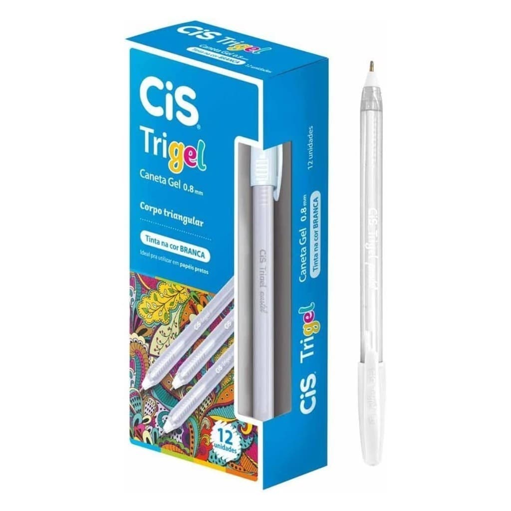 Caixa 12 un Caneta Branca Gel Trigel CIS 0.8 mm Tom Pastel Designer de Sobrancelhas Escrita Desenho