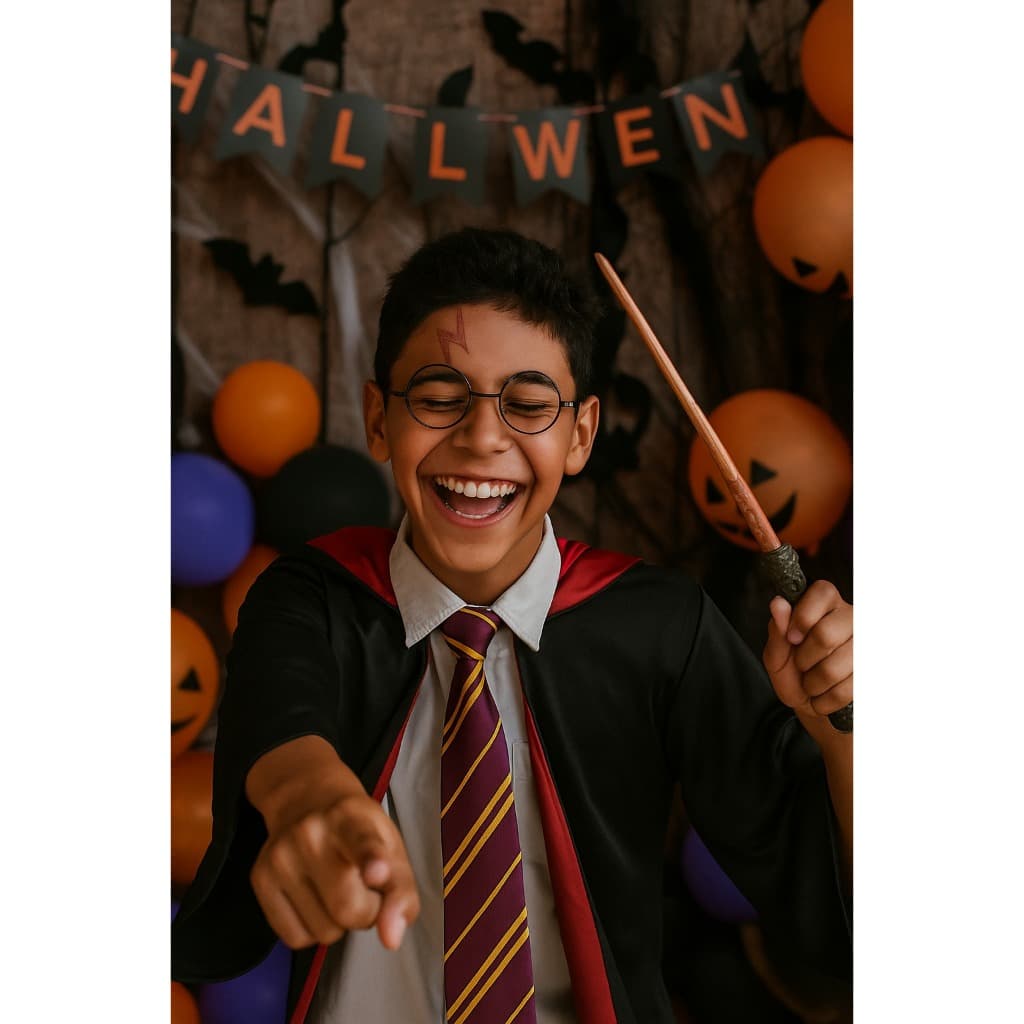 Kit Bruxo Escola da Magia Fantasia Harry Gravata Óculos e Varinha Mágica Festa Fantasia Halloween Cosplay
