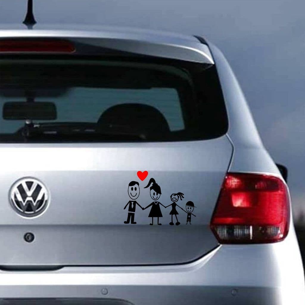 Adesivo para carro moto bicicleta Familia Feliz modelos Mãe Pai Filho Filha Avô Avó