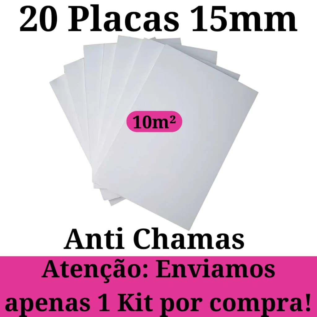 Kit 20 Placas de Isopor Antichamas Isolamento Termico Acustico 1000x500x15mm (1,5cm )