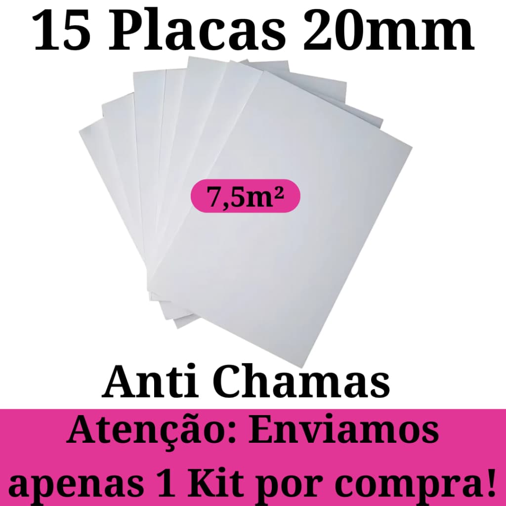 Kit 15 Placas de Isopor Eps Antichamas Isolamento Termico Acustico Espessura 1000x500x20mm (2cm)