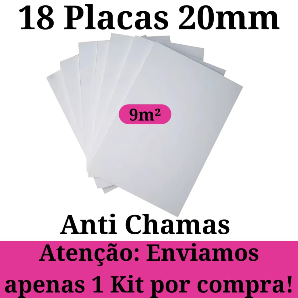 Kit 18 Placas de Isopor Eps Antichamas Isolamento Termico Acustico Espessura 1000x500x20mm (2cm) Forro