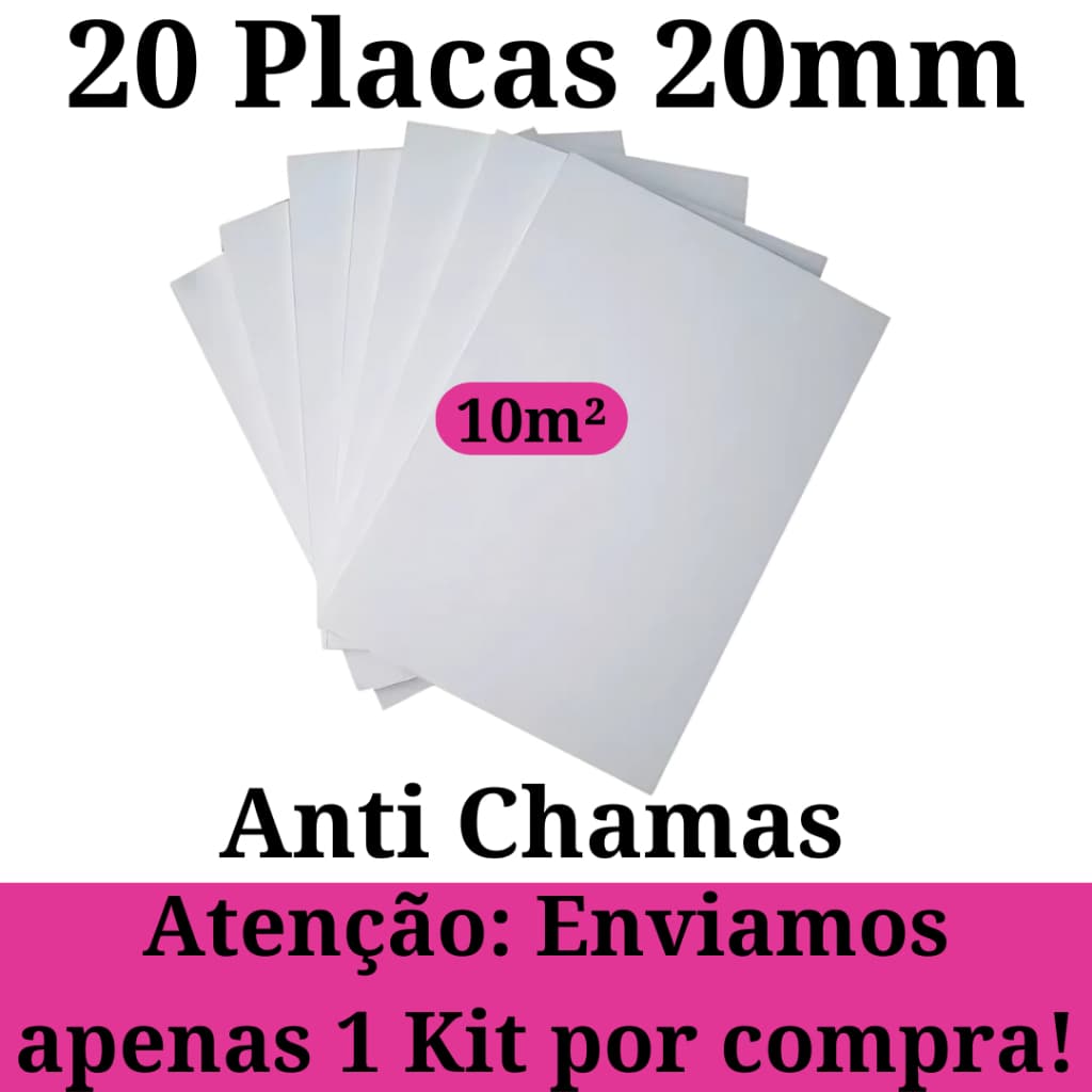 Kit 20 Placas de Isopor Eps Antichamas Isolamento Termico Acustico Espessura 1000x500x20mm (2cm)
