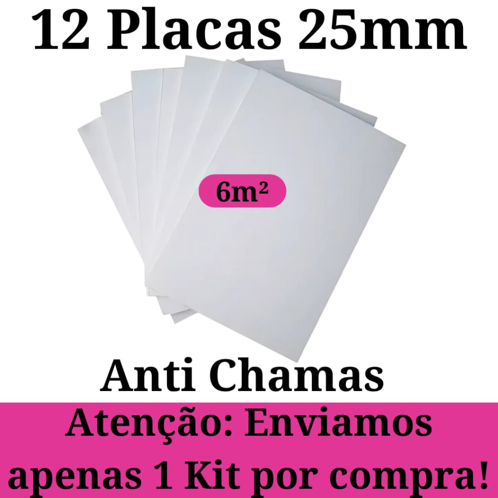 Kit 12 Placas de Isopor Antichamas e  Isolamento Termico  e Acustico 1000x500x25mm (2,5cm) F1 T1