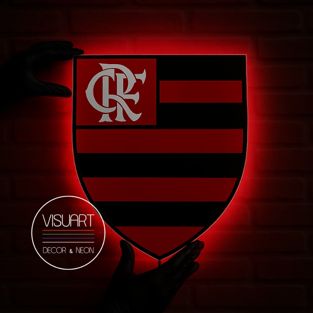 DECORAÇÃO ESCUDO TIME FUTEBOL PERSONALIZADO NEON LED PLACA LUMINOSA