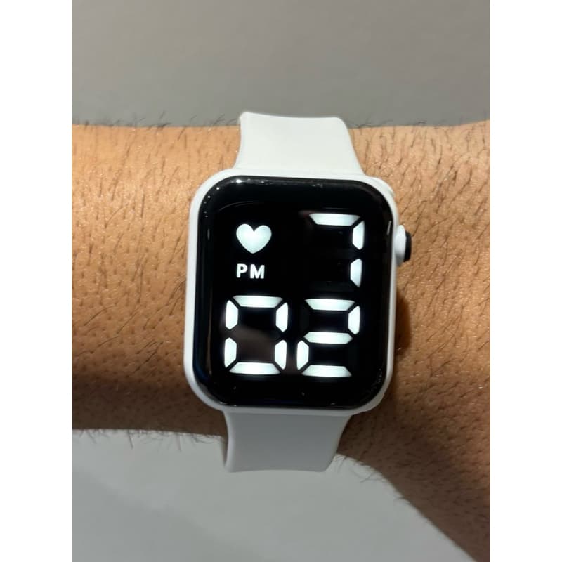 Relógio Quadrado Led Unissex Pulseira Silicone