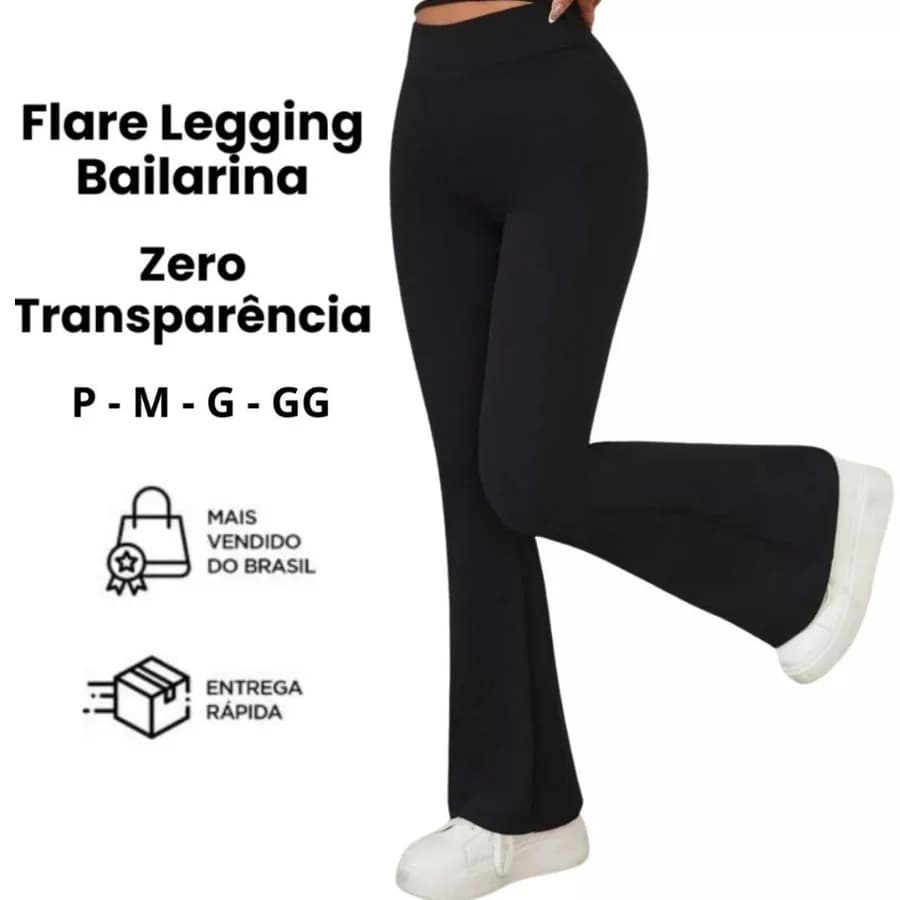 Calça Legging Flare Cintura Alta Bailarina Suplex Modela Bumbum NÃO TEM BOLSO