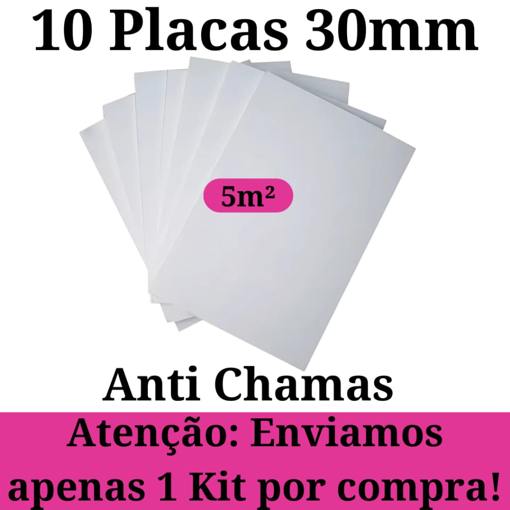 Kit 10 Placas de Isopor Forro Antichamas Isolamento Térmico 1000x500x30mm (3 cm)