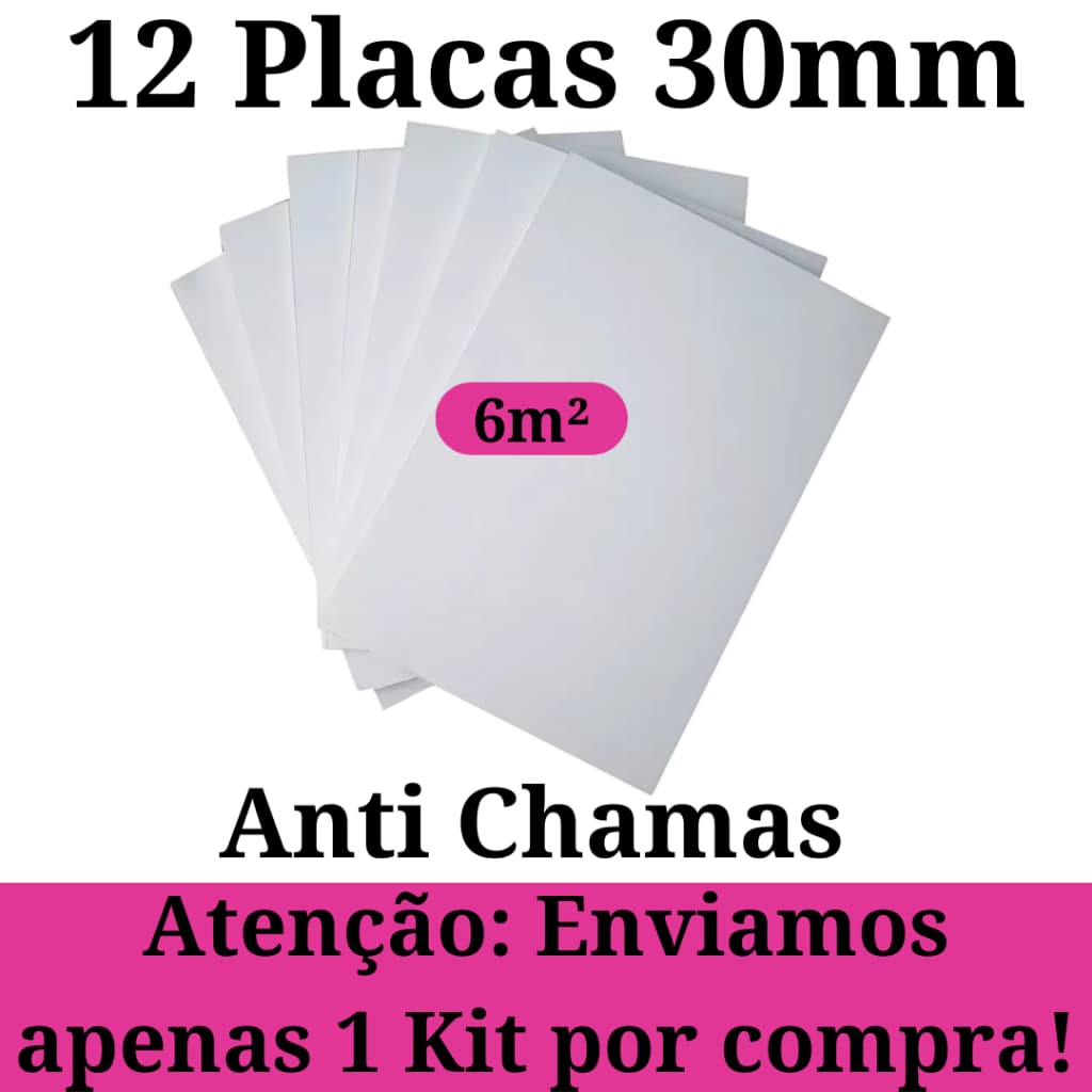 Kit 12 Placas de Isopor Forro Antichamas Isolamento Térmico 1000x500x30mm (3 cm)