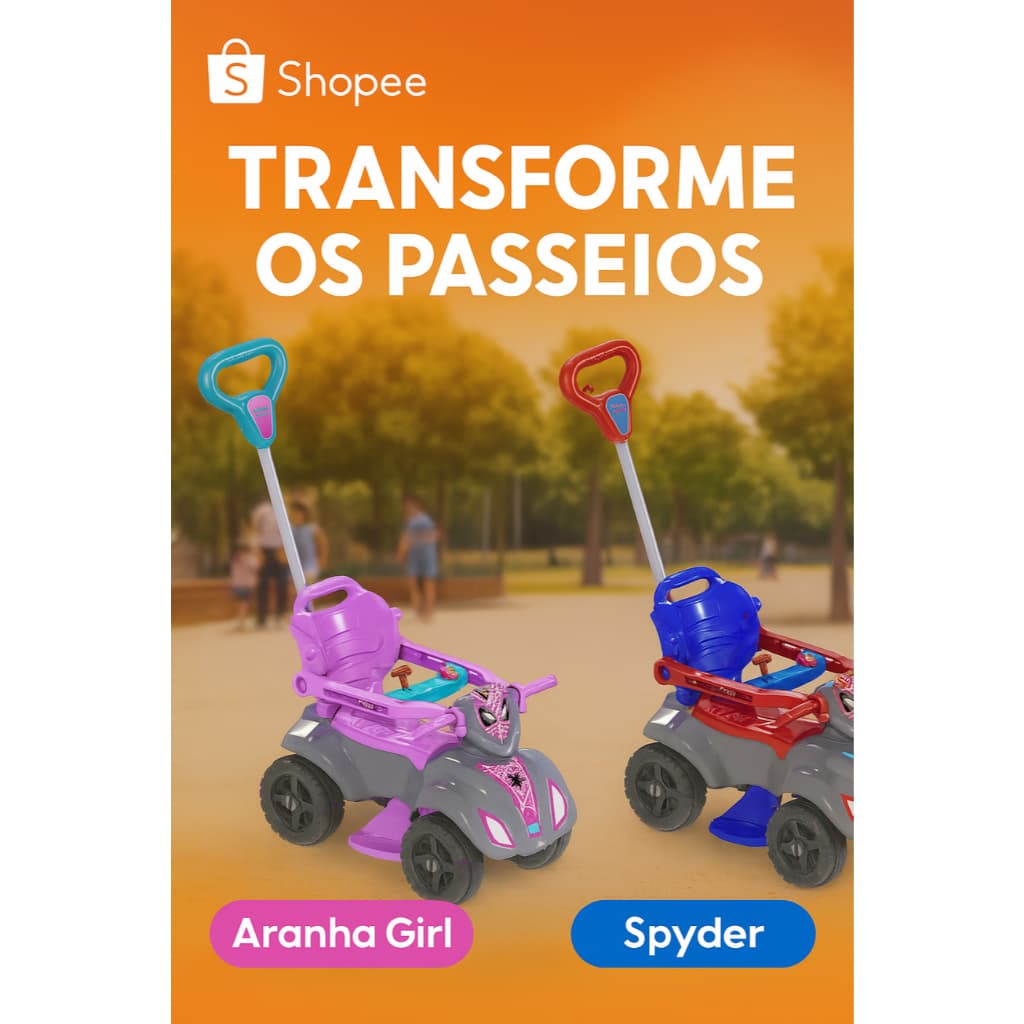 Quadriciclo Baby c/ Haste Spyder e Aranha Girl Infantil