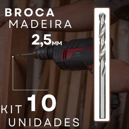 kit 10 Broca de 2,5mm aço rápido Bosch para Mdf Madeiras e diversos