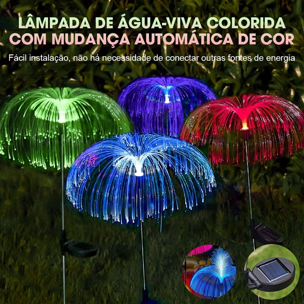 Flores Solares LED Que Mudam De Cor À Prova D'água Fogos De Artifício Ao Ar Livre Luz Solar De Água-Viva Natal
