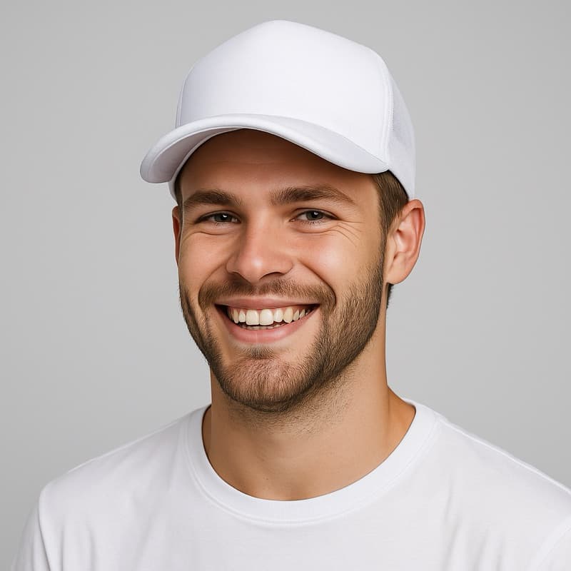 Boné Trucker Preto Liso Rendinha Aba Curva Branco x