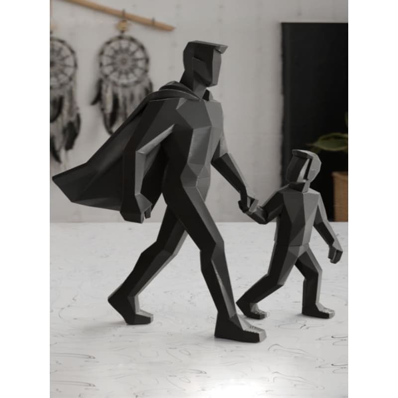 Estátua Homenagem ao Pai – Filho ou Filha com Super-Herói - Presente Personalizado Dia dos Pais