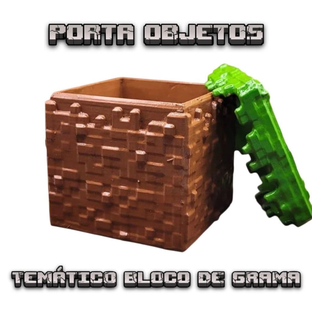 Porta-objetos temático bloco de grama Minecr@ft  Geek 3D