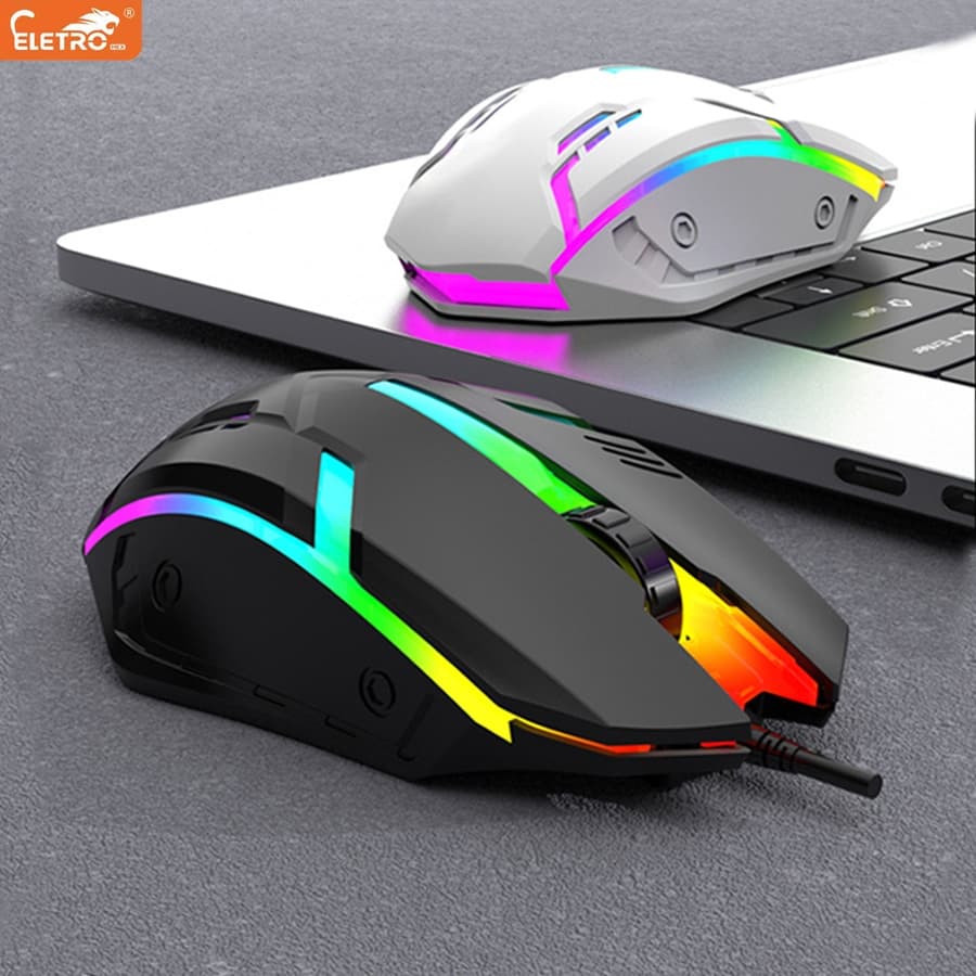 Mouse Gamer RGB com Efeitos de Iluminação Colorida de 2400 DPI. Periféricos Gamers com Fio. Controle Preciso.