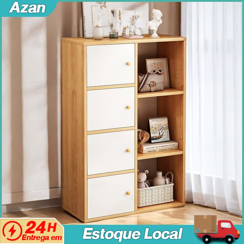Armário de armazenamento de 3/4 camadas com porta, armário de arquivo, gaveta, estante, prateleira para livros