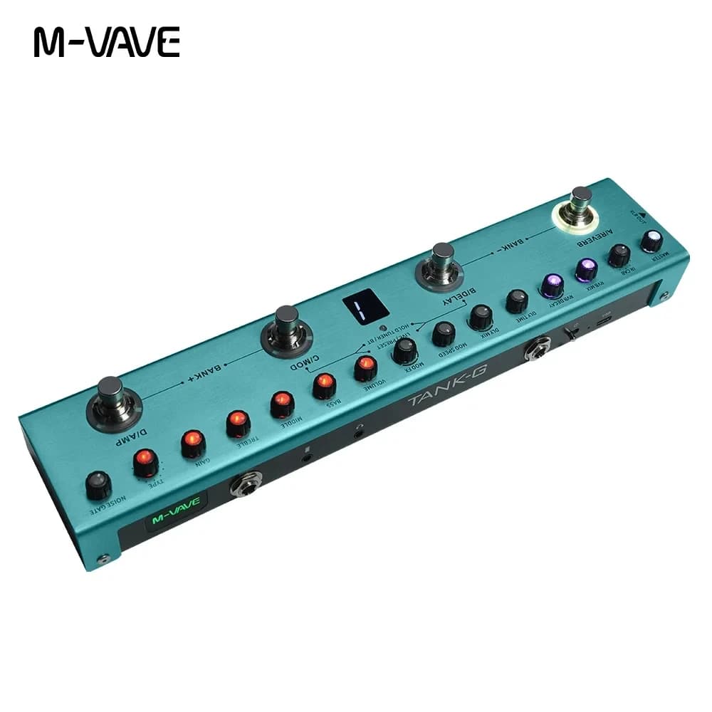 Pedal de múltiplos efeitos recarregável M-vave Tank-G 36 predefinições, 9 slots de pré-amplificador, equalizador de