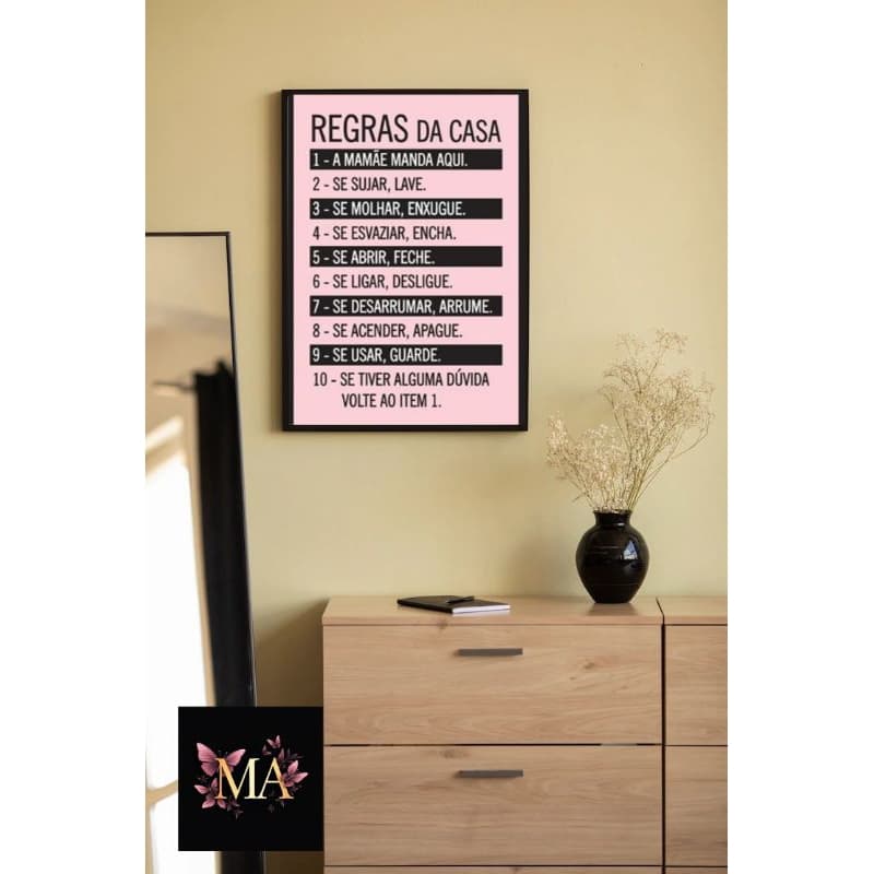 Quadros Decorativos Regras da Casa Para Sala Quarto Escritório Decoração