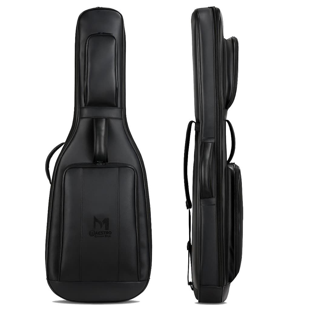 Bag Para Guitarra 100% Em Couro Ecológico Cor Preto 100x35x5cm