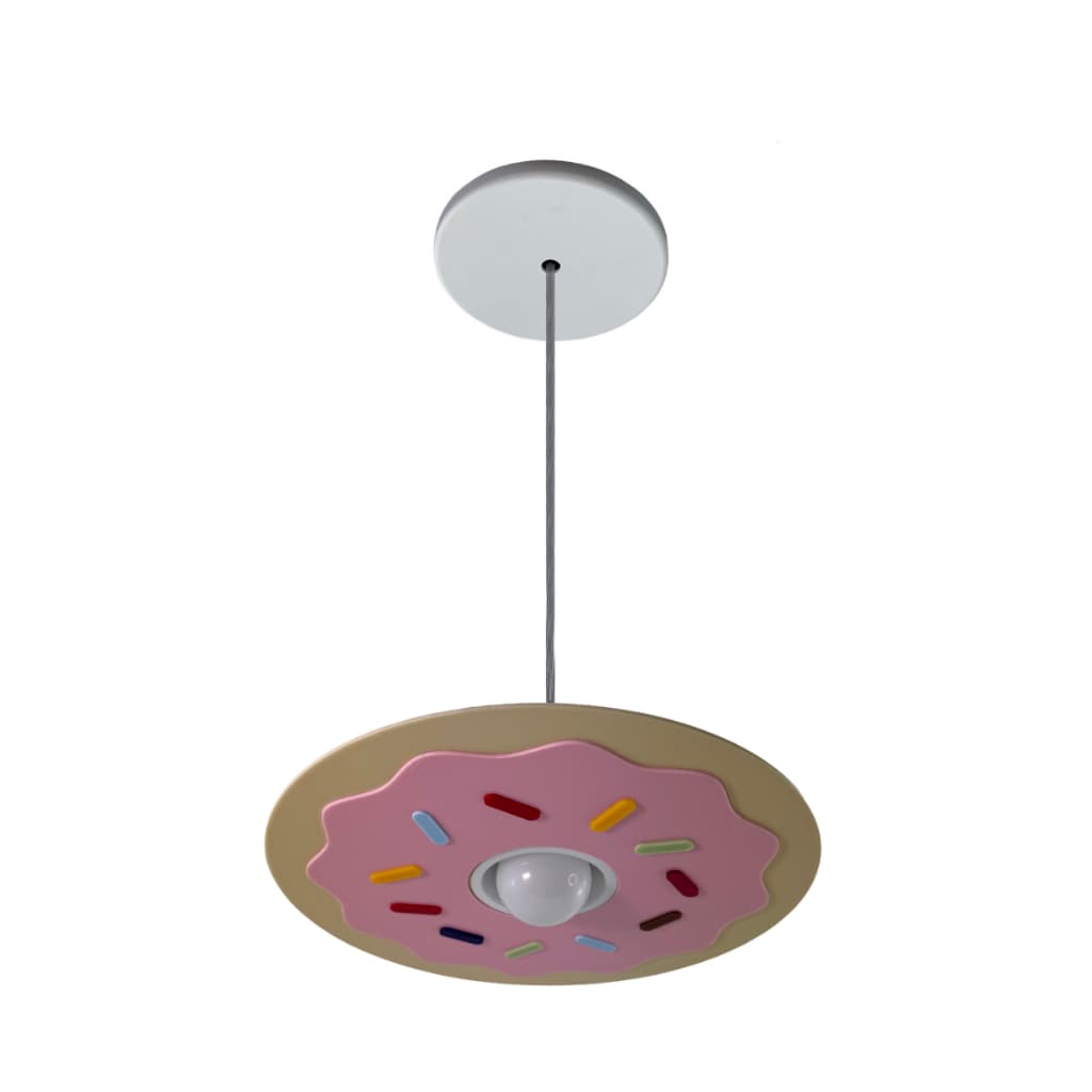 Luminária Pendente Infantil Donut Rosquinha Candy Doce P LED | Cabo Ajustável quarto menina