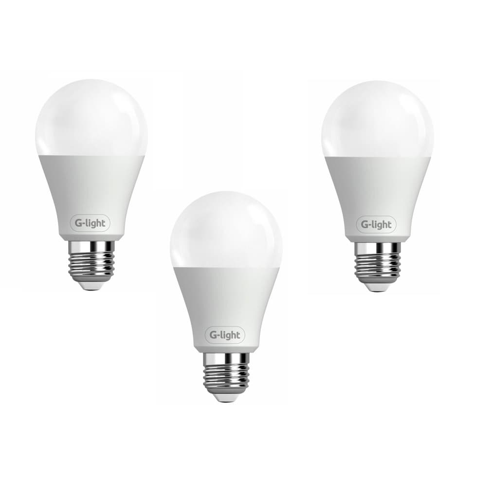 Kit 3 Lâmpadas LED Bulbo A60 E27 8W 6500K luz branca 12V camping AC/DC energia solar eólica bateria carro G-light