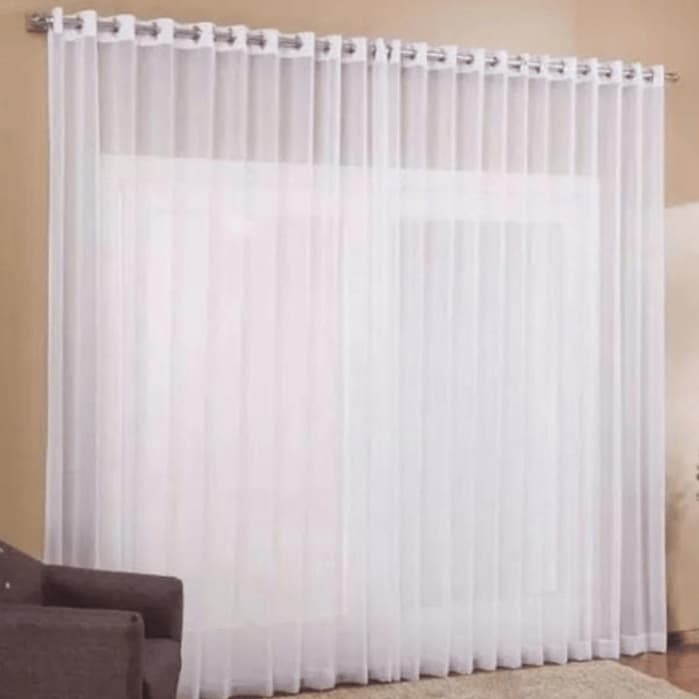 Cortina VOIL TRANSLUCIDA 2,80x1,80 C/ 2 partes para varão ilhós Decoração Sala Quarto Cozinha
