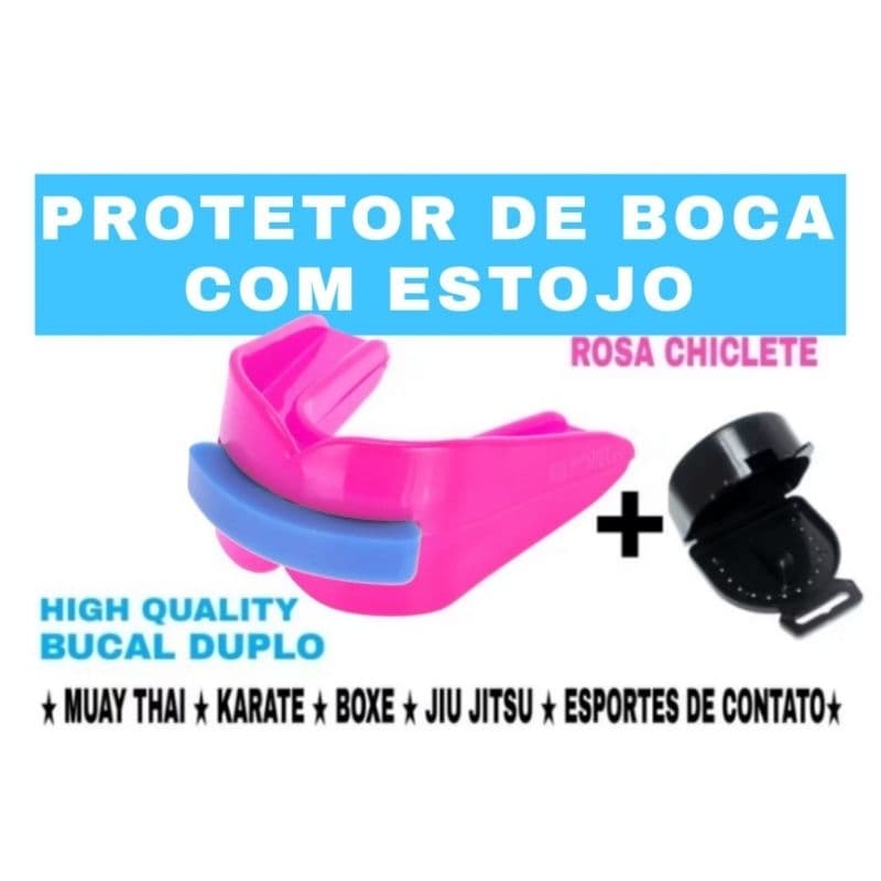 PROTETOR BUCAL DUPLO ROSA MUAY THAI, MMA, JIU-JITSU, KARATE ESPORTES DE CONTATO BJJ