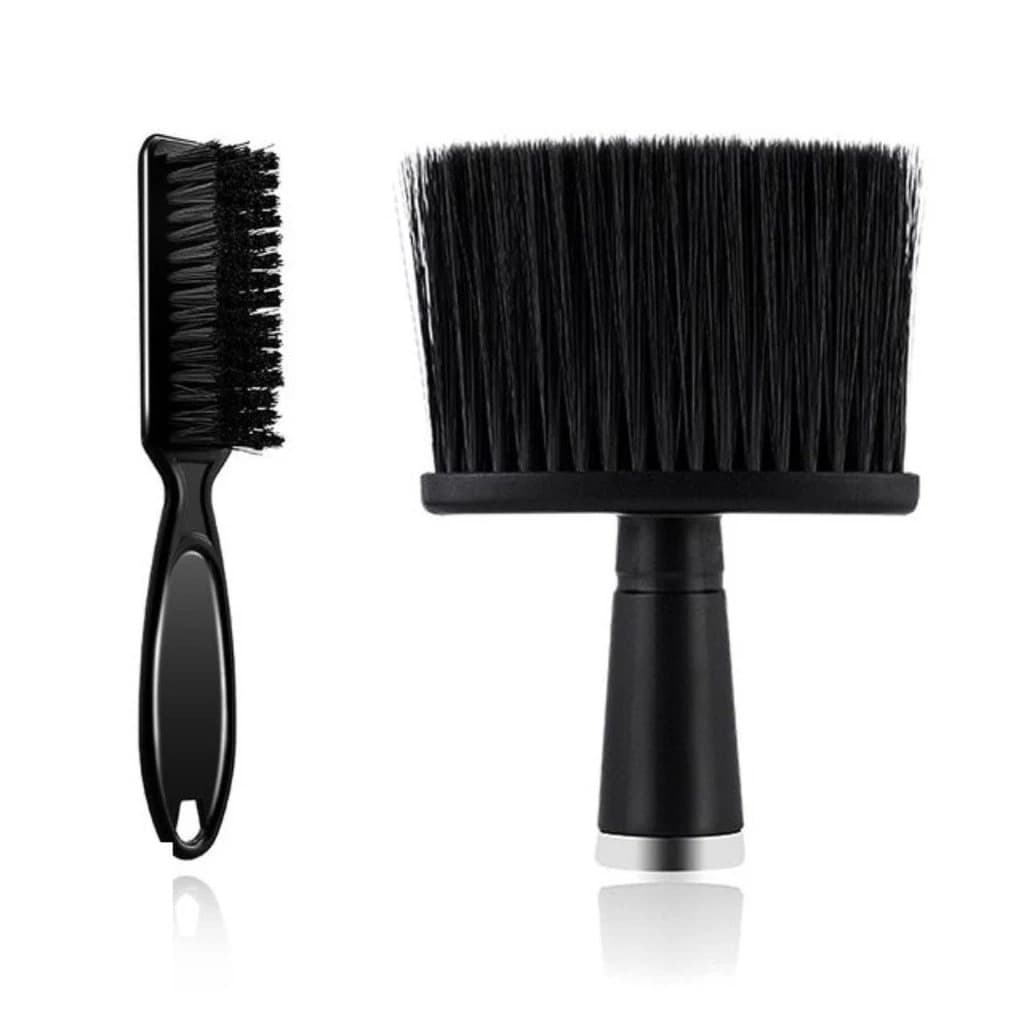 Kit Espanador Macio + Escovinha de Disfarce Preta Profissional Barbeiro Cabelo