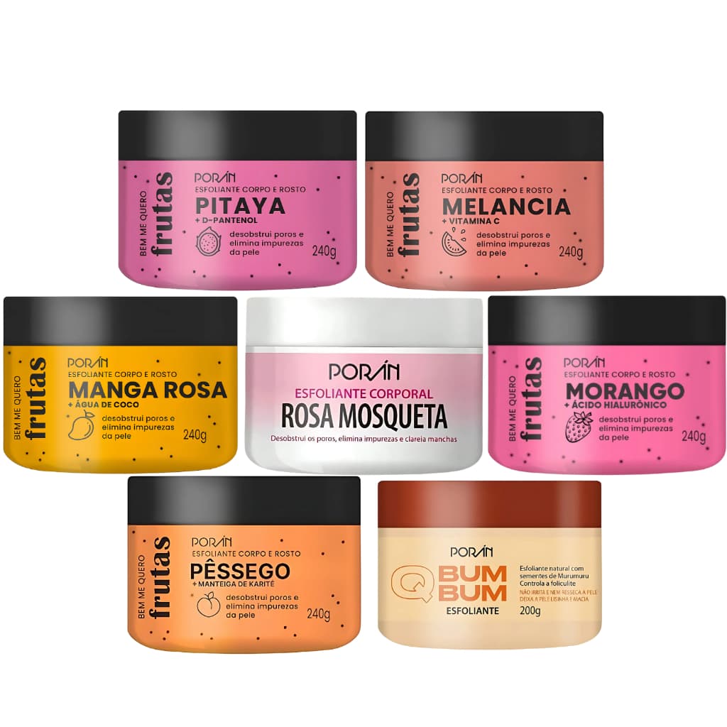 Esfoliante Facial Corpo e Rosto Porán Diversas Fragrâncias