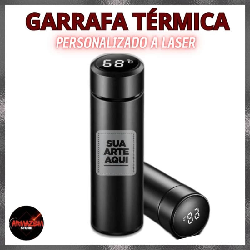 Garrafas Térmica Personalizada com LED inteligente 500ML - Nome, Logo, Desenho, Time