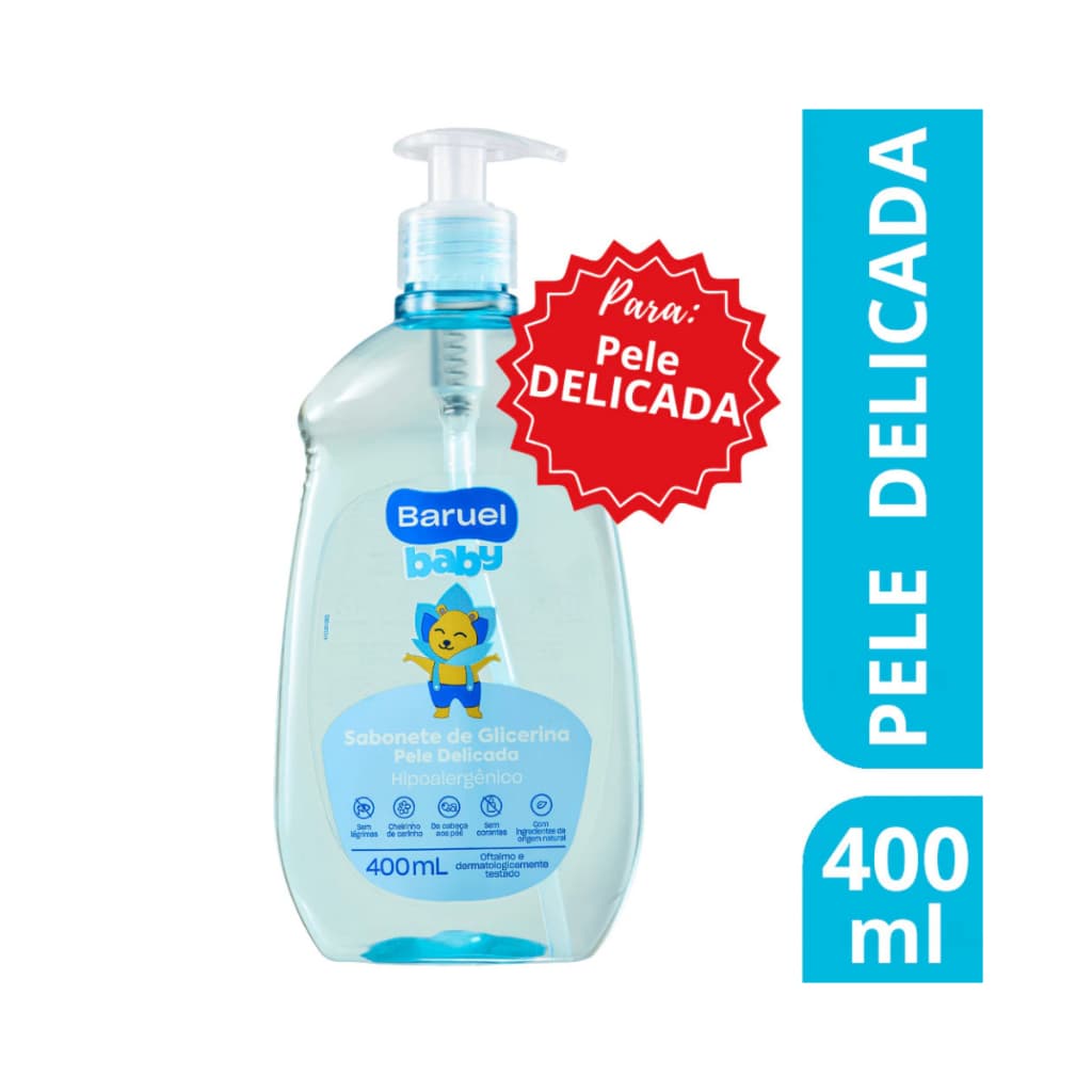 Sabonete Liquido Infantil Glicerina Pele Delicada Baruel Baby 400ml