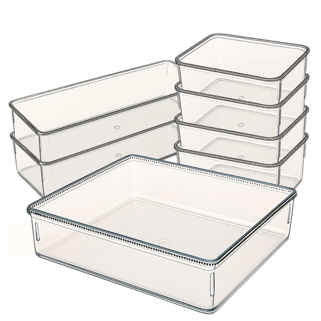 Kit 7 Organizadoras em Acrílico Transparente Multiuso para Casa e Escritório